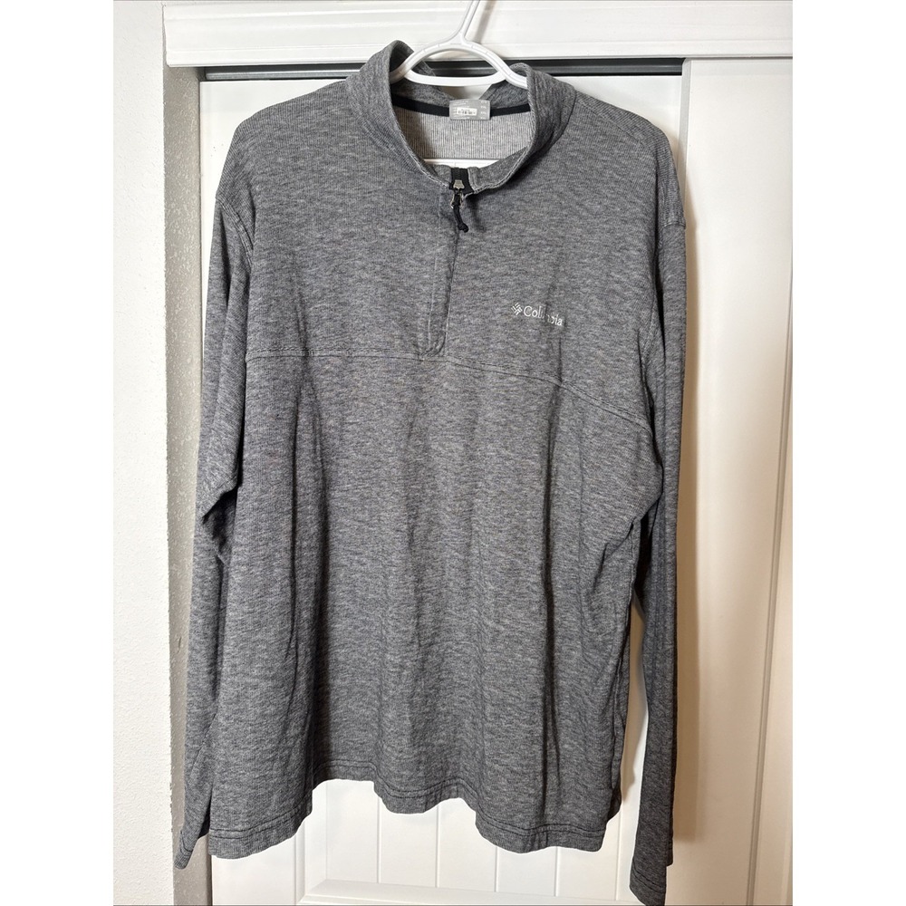 Columbia Pullover 1/4 ZIP Shirt Long Sleeve Mens 2XL Camping Hiking Gray EUC